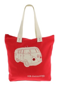 VW T1 Bulli Bus Canvas taška – nákupní, plážová a víceúčelová ČERVENÁ