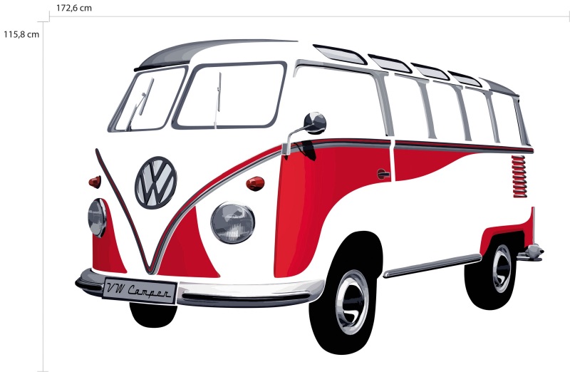 VW T1 Bulli Bus nástěnné tetování 180 x 120 cm