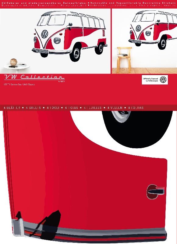 VW T1 Bulli Bus nástěnné tetování 180 x 120 cm